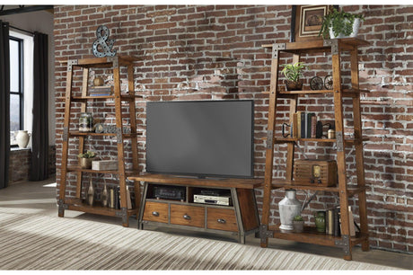 Holverson Gunmetal Industrial Metal and Wood TV Stand front view
