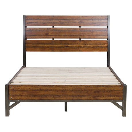 James Rustic Industrial King Platform Bed front view