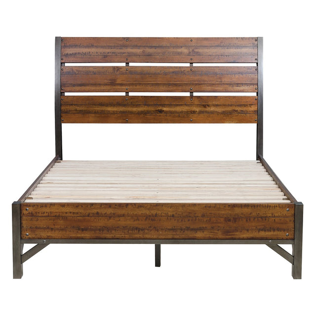 James Rustic Industrial King Platform Bed front view