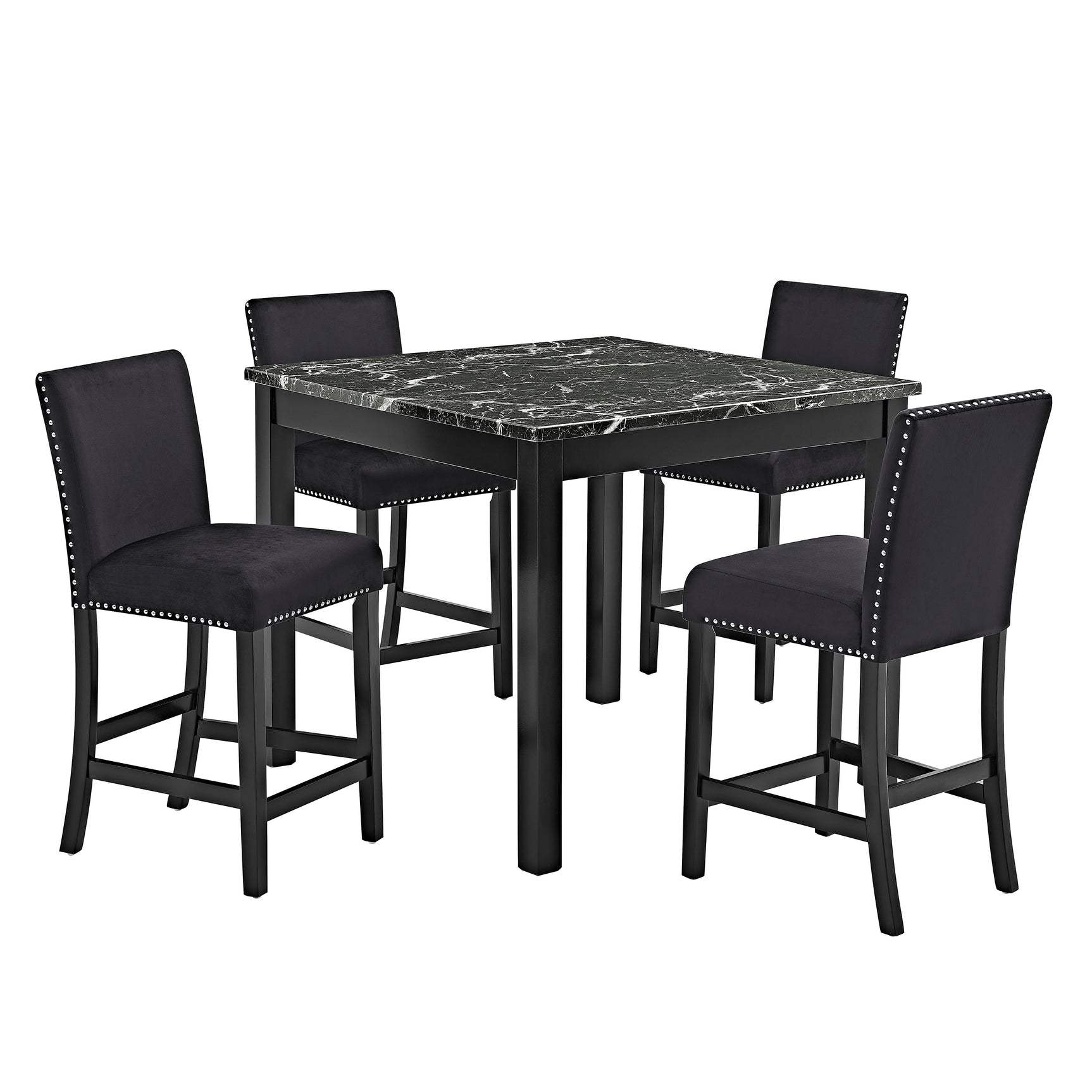 Side view of Lennon Black Upholstered Counter Height Dining Set