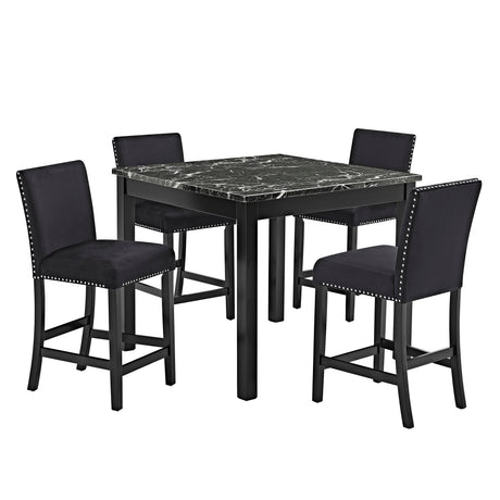 Side view of Lennon Black Upholstered Counter Height Dining Set