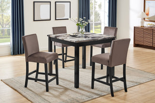 Lennon 5-Piece Faux Marble Counter Height Coffee Table Set in Brown from Decor Furniture