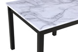 Side view of Lennon black and white PU counter height dining set