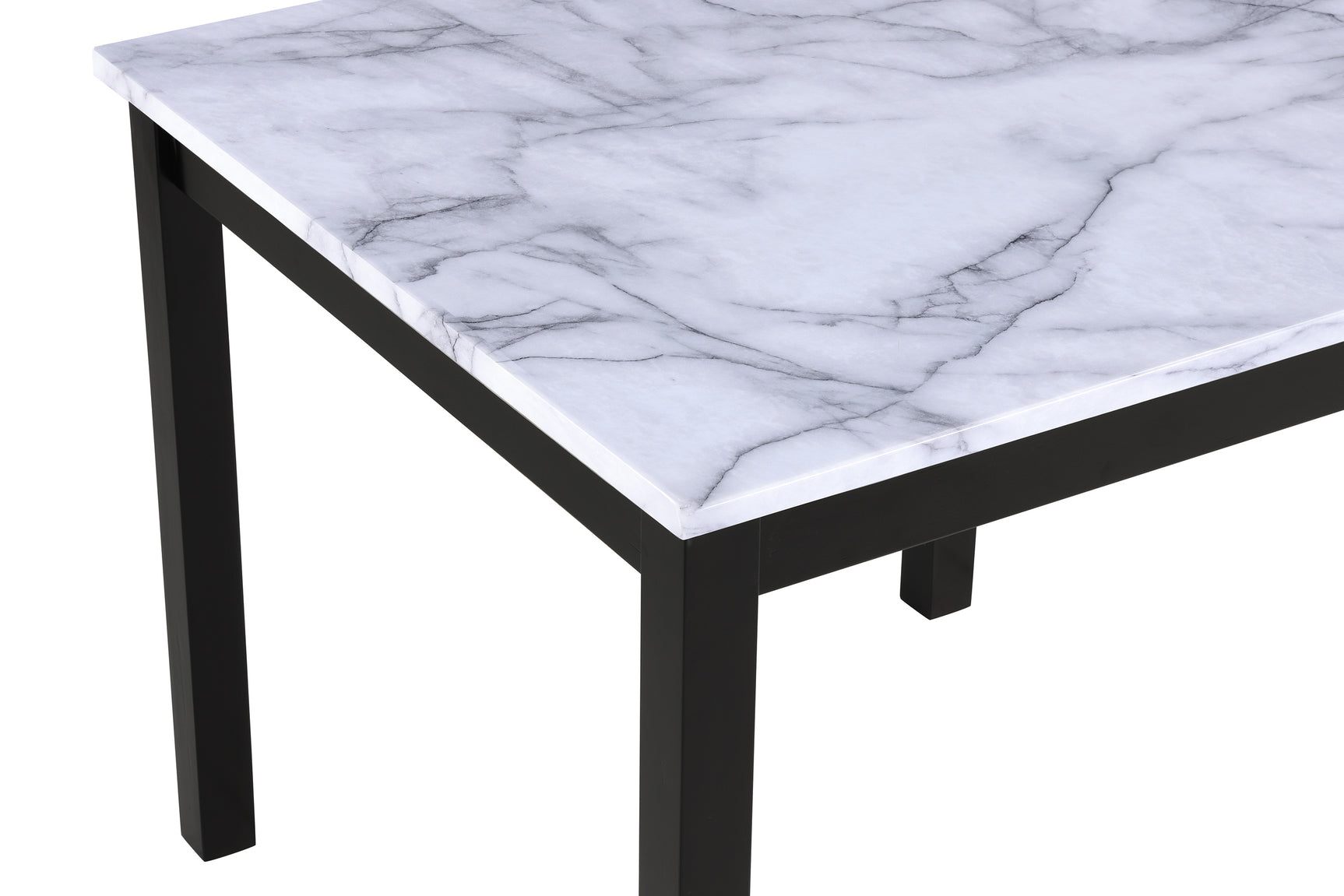 Side view of Lennon black and white PU counter height dining set