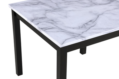 Side view of Lennon black and white PU counter height dining set