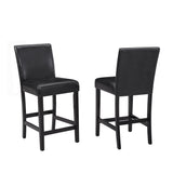 Detail view of Lennon black and white PU counter height dining set upholstery and table