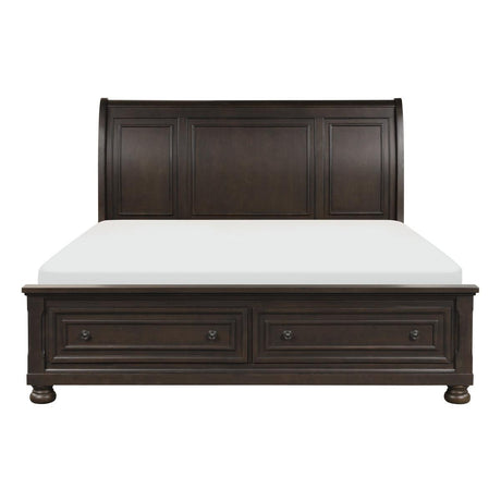 Begonia King Platform Bed front view grayish brown finish