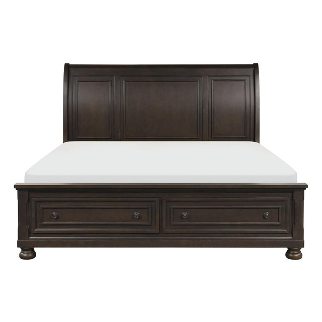 Begonia King Platform Bed front view grayish brown finish