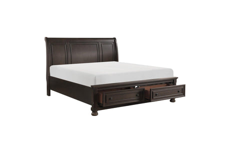 open view showcasing bed storage of Begonia Gray Brown Storage Sleigh Bedroom Set