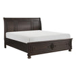 Side angle of Begonia grayish brown queen platform bed