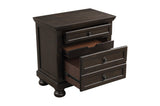 open storage compartment view of Begonia Gray Brown Storage Sleigh Bedroom Set bed