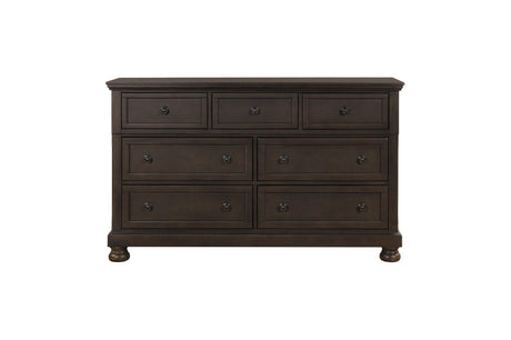 bedroom angle view of Begonia Gray Brown Storage Sleigh Bedroom Set bed