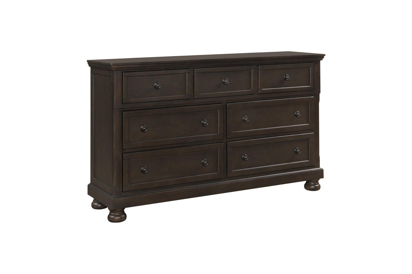 side profile main view of Begonia Gray Brown Storage Sleigh Bedroom Set bed