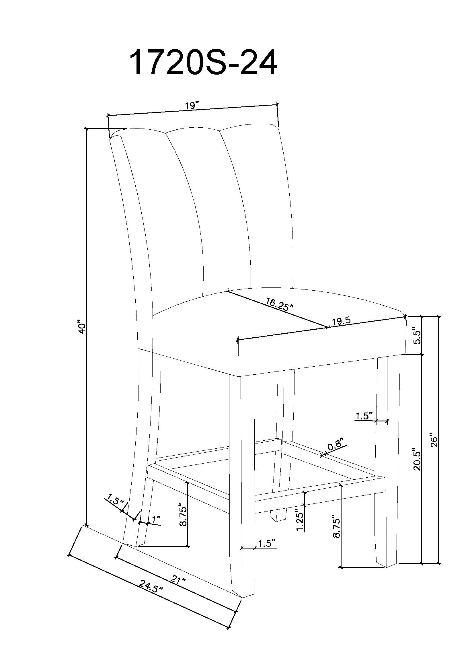 front view of side chair seating