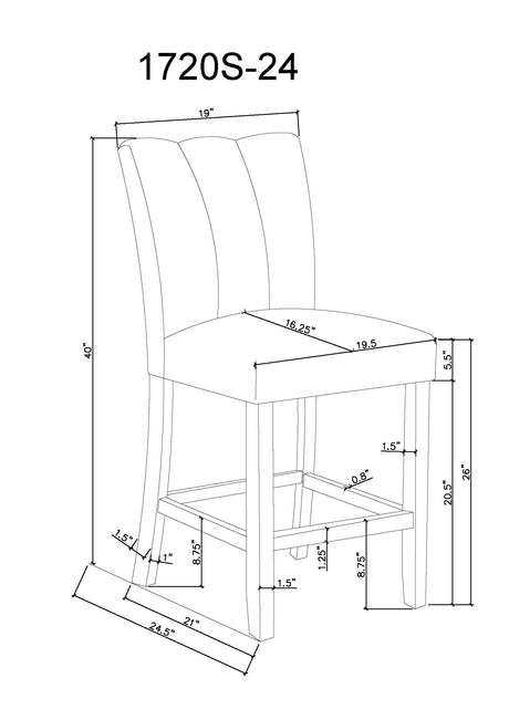 front view of side chair seating
