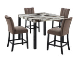 side view of Vega Brown Faux Marble Counter Height Dining Table