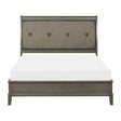 Cotterill Gray Birch Veneer Faux Leather Tufted King Panel Bed front view