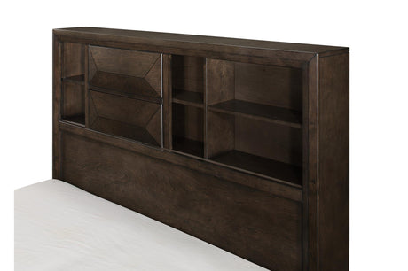 Chesky Espresso Storage Platform Bed headboard view