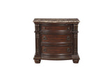 Side angle of Cavalier Dark Cherry sleigh bed with tufted faux leather