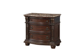 Main view of bed in Cavalier Dark Cherry finish with tufted upholstery