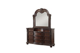Bedroom setting showing Cavalier Dark Cherry tufted sleigh bed