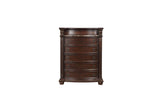 Bedroom angle of Cavalier Dark Cherry tufted sleigh bed