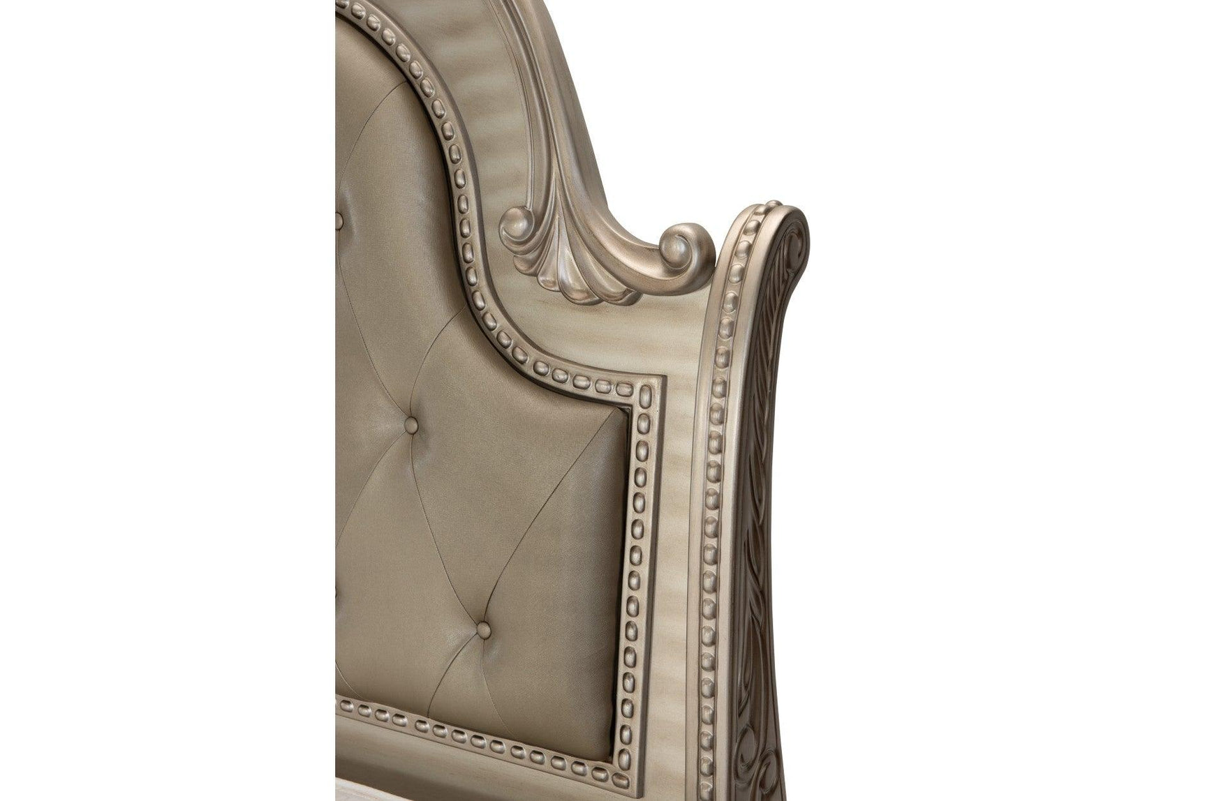 Close-up of sleigh bed molding detail