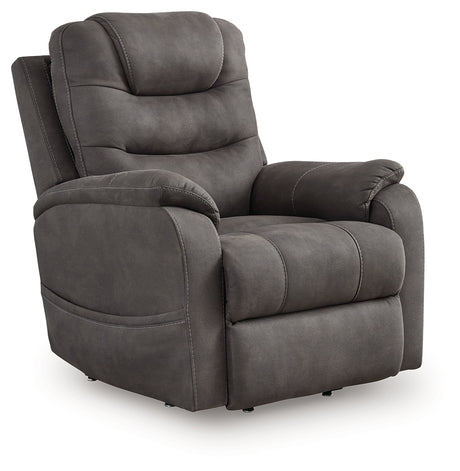 Snowfield Gunmetal Faux Leather Power Lift Recliner main view