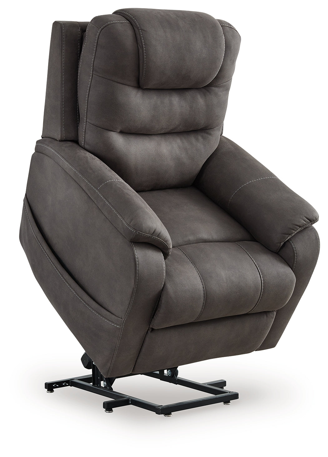 Alternate angle of Snowfield Gunmetal Faux Leather Power Lift Recliner