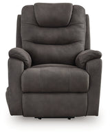 Reclining position of Snowfield Gunmetal Power Lift Recliner