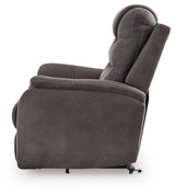 Alternate side view of Snowfield Gunmetal Power Lift Recliner
