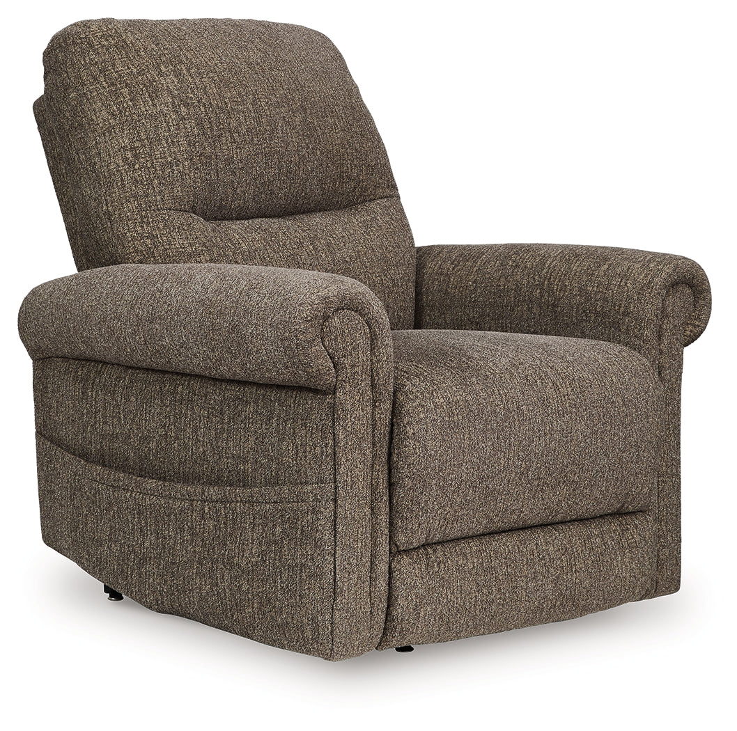 Aureta Earth Performance Fabric power lift recliner front closed view