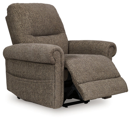 Side view of Aureta Earth Next-Gen Nuvella™ chenille power lift recliner