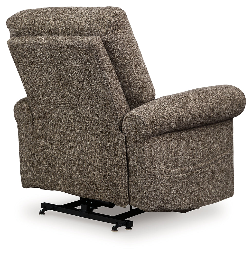 Back view of reclined Aureta Earth power lift recliner