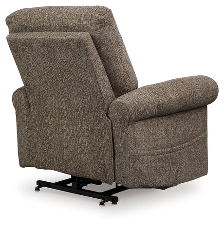 Back view of reclined Aureta Earth power lift recliner