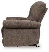 Alternate side angle of Aureta Earth chenille power lift recliner