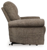 Side profile of Aureta Earth chenille power lift recliner