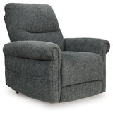 Aureta Charcoal Chenille Performance Fabric Power Lift Recliner front angle view