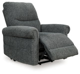 Side view of Aureta Charcoal Chenille Power Lift Recliner