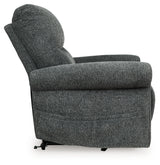 Side angle of Aureta Charcoal Chenille Recliner