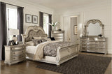 Cavalier Silver Faux Leather Tufted Sleigh King Bed main view