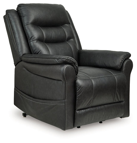Oatman Carbon faux leather power lift recliner main view