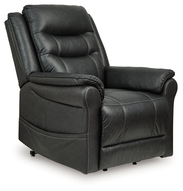 Oatman Carbon faux leather power lift recliner main view