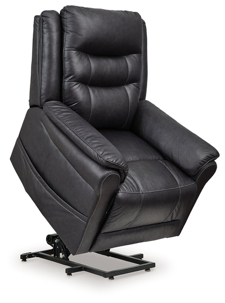 Oatman Carbon power lift recliner angled front view