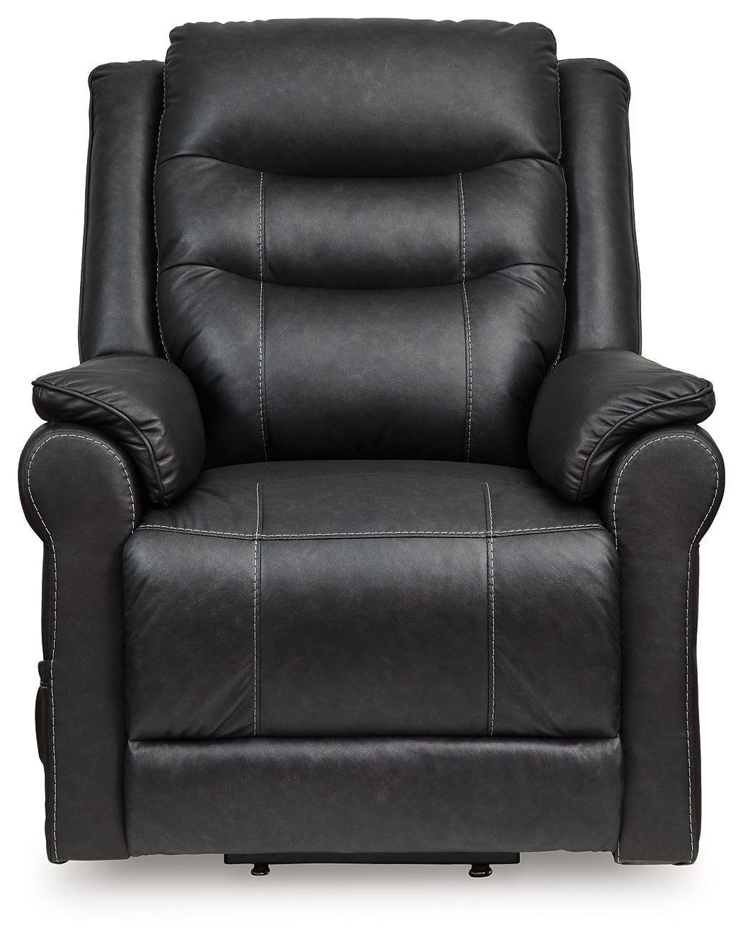 Reclined position of Oatman Carbon faux leather power lift recliner