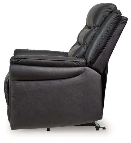 Alternate side view of Oatman Carbon power lift recliner