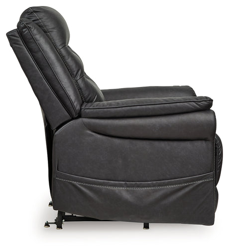 Side profile of Oatman Carbon power lift recliner