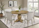 Dining room view of Florence Rustic Honey Round Dining Room Set