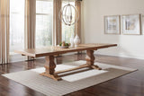 Florence Double Pedestal Dining Table Rustic Smoke - front angle view