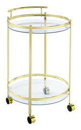 Chrissy Round Glass Bar Cart Brass - Ella Furniture